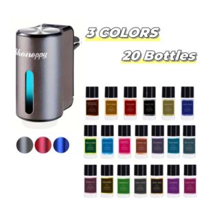 Shonoppy Auto Lufterfrischer Diffuser - 20 Flaschen Natürlicher Duft, Wiederaufladbarer Auto Aroma Diffuser mit Drei Einstellbaren Duftstufen, Auto Innenraum Zubehör Geschenke