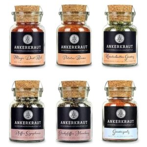 Ankerkraut Grill-Gewürzset mit 6 Sorten – BBQ-Starterset für leidenschaftliche Grillmeister, Geschenkidee für Männer und Frauen, inklusive 6 Gewürzgläsern