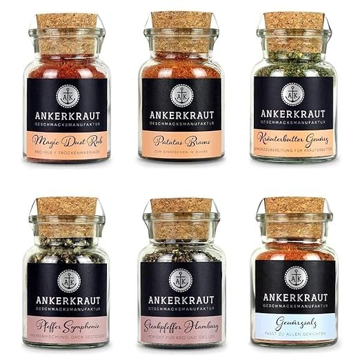 Ankerkraut Grill-Gewürzset mit 6 Sorten – BBQ-Starterset für leidenschaftliche Grillmeister, Geschenkidee für Männer und Frauen, inklusive 6 Gewürzgläsern